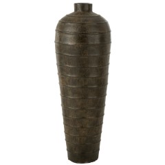 VASE STANDING CEMENT BROWN RIBBED 100 